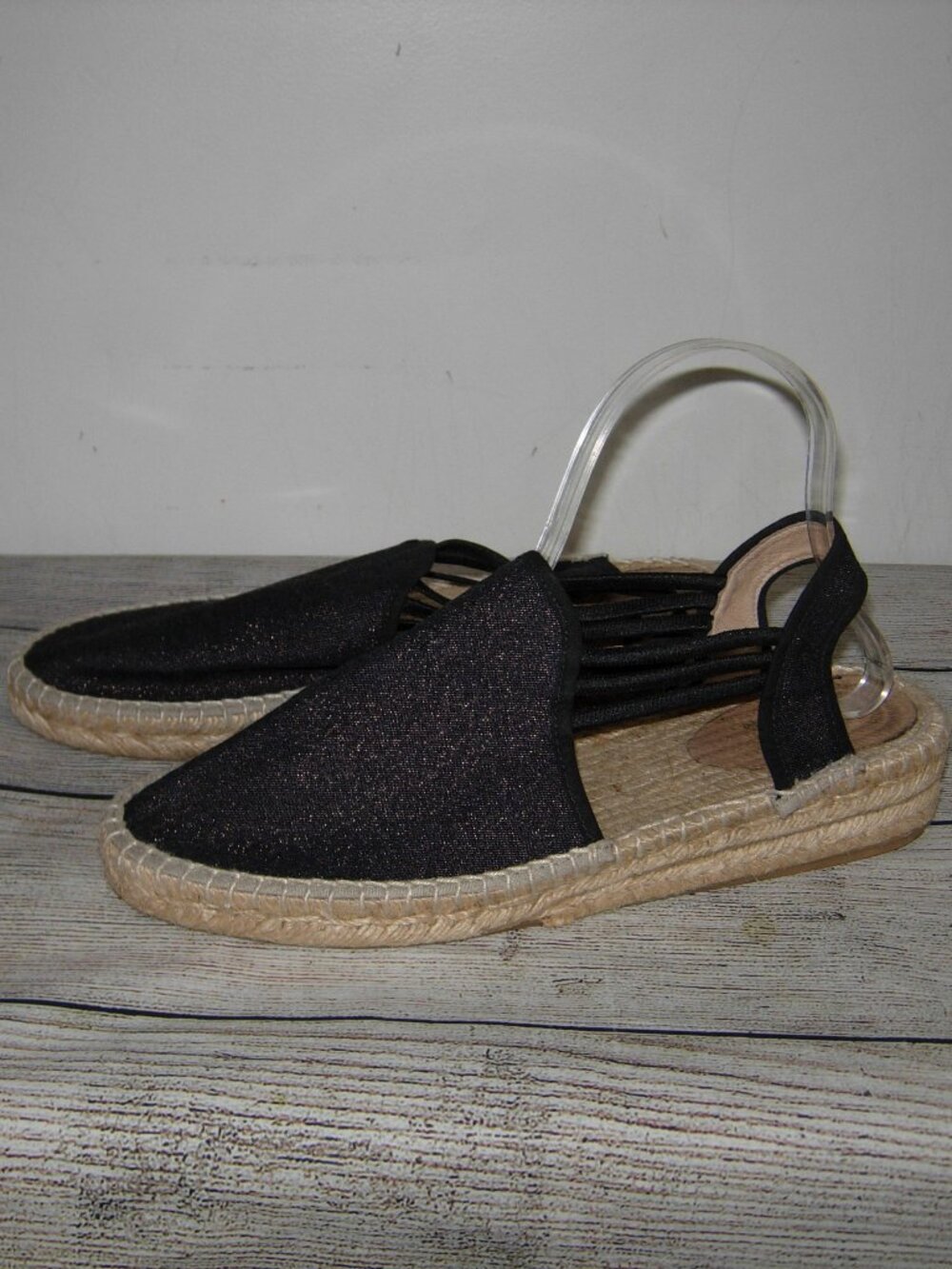 Black Shimmery Sling Back Espadrille 9 Made In Spain